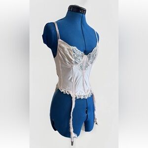 Vintage Jezebel Renee Of Hollywood Corset Light Pink Lace Bra Lingerie boning